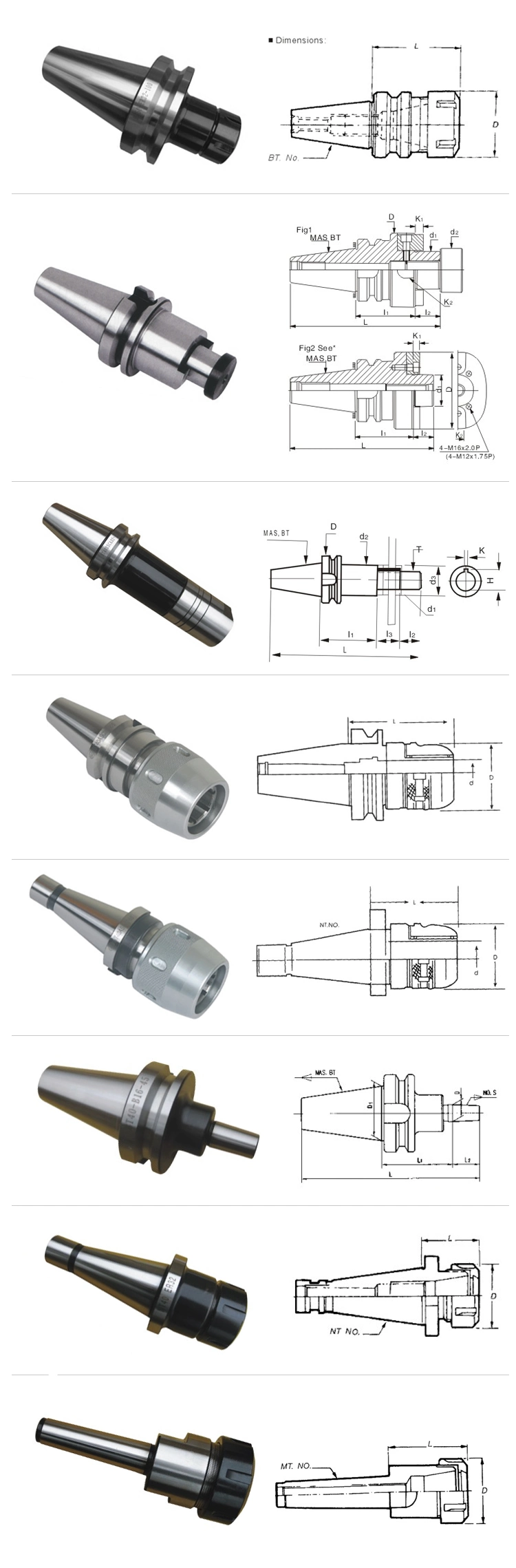 High Accuracy Cat Bt Sk Hsk End Mill Holder Manufacturer CNC Tool Holder